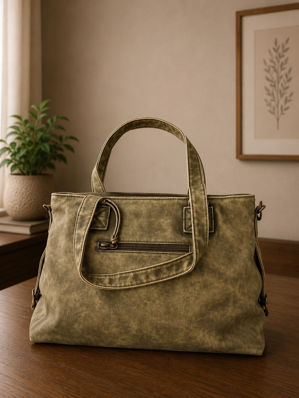 Montana West Olive Green Everyday Tote - Picture 4 of 4